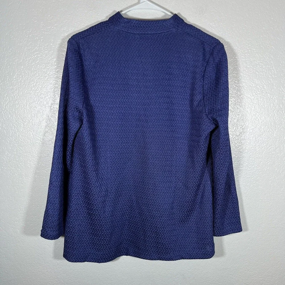 Misook Womens Cardigan Jacket‎ Blazer Crest Button Front Blue Size Small